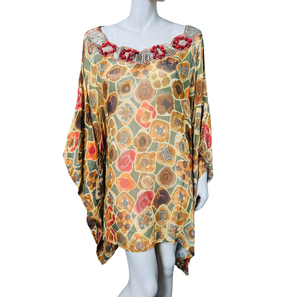 New Emamo Kaftan Size M 

100% Linen Short Dress Beach Coverup Stone Embellished